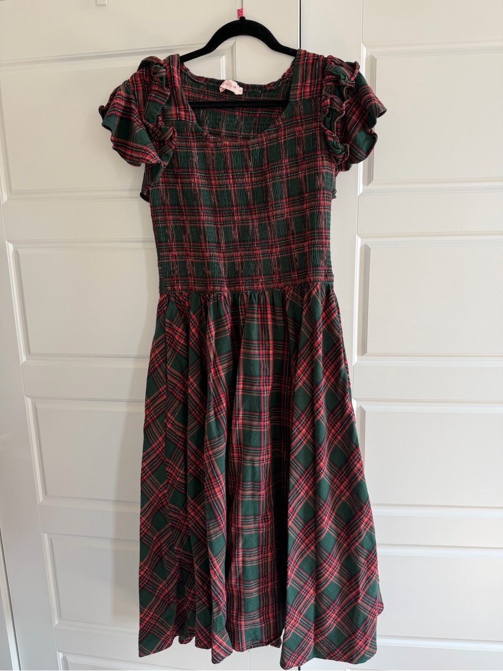 Ivy City Co Green & Red Plaid Midi Dress